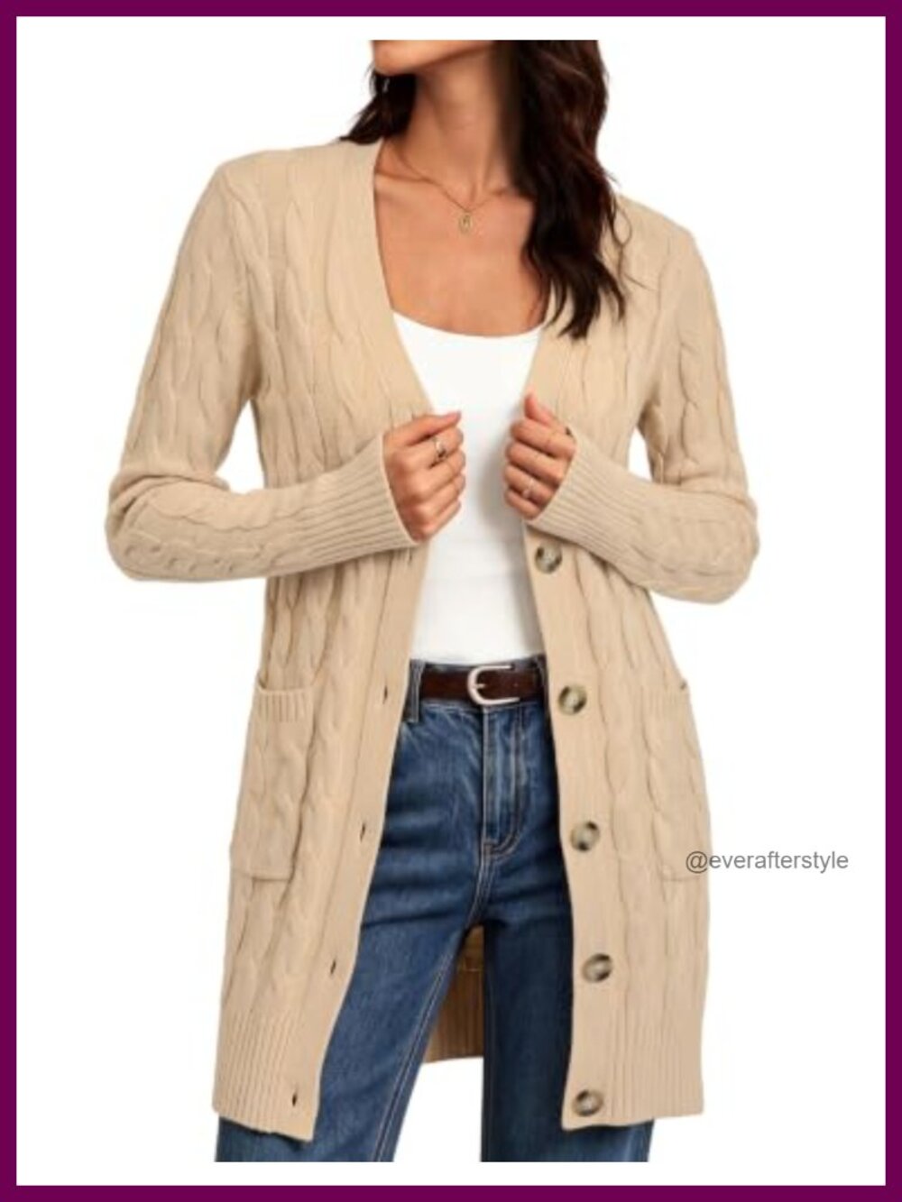 Cable Knit Button Long Chunky Cardigan Sweater